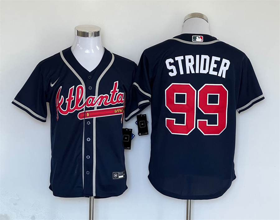 Men's Atlanta Braves Spencer Strider #99 Navy Alternate Jersey